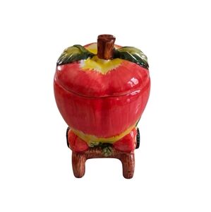 Small Ceramic Apple Jar with Lid – Vintage Kitchen Decor